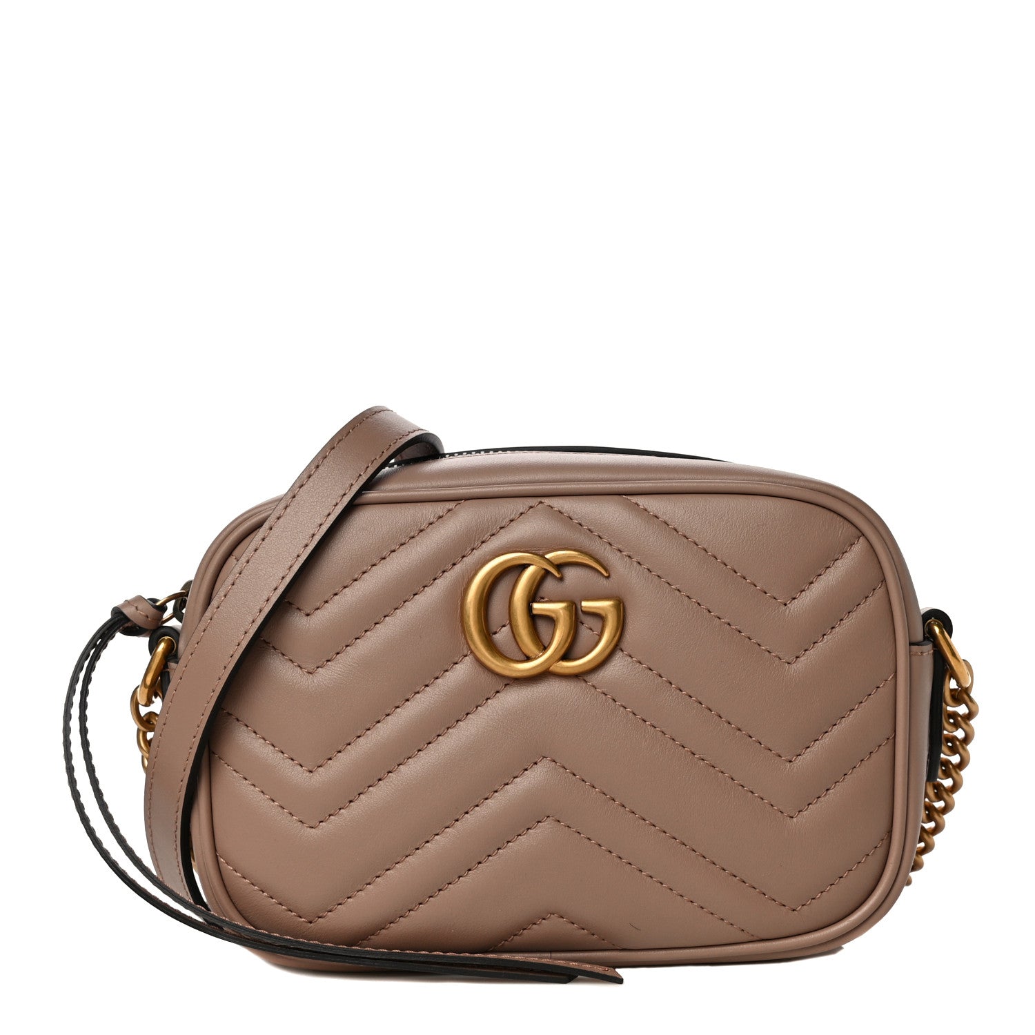 Gucci Calfskin Matelasse Mini GG Marmont Chain Shoulder Bag Porcelain Rose 1 of 11