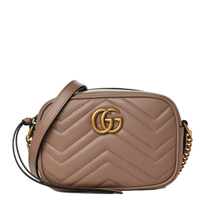 Gucci Calfskin Matelasse Mini GG Marmont Chain Shoulder Bag Porcelain Rose 1 of 11