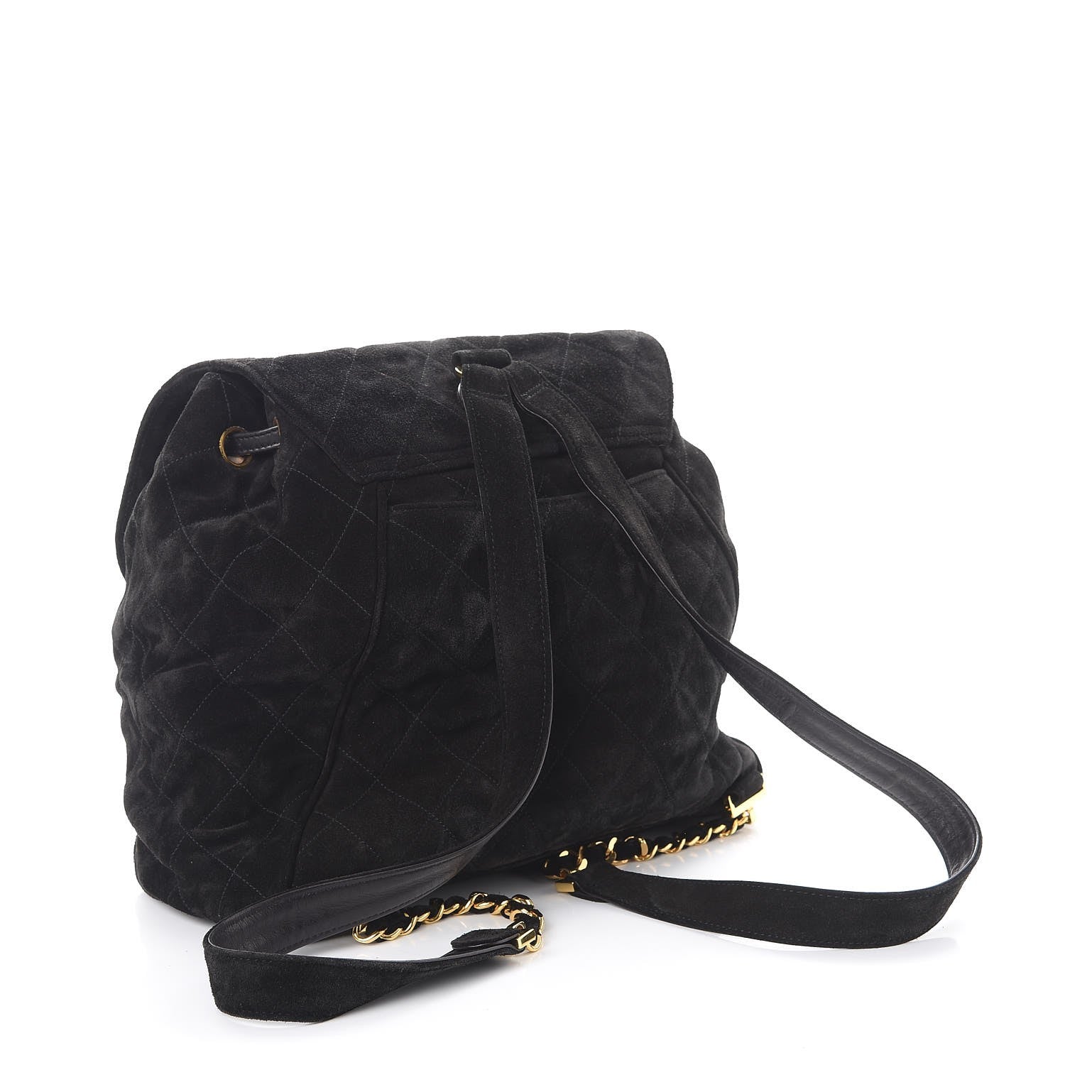 Chanel Suede Quilted Drawstring Backpack Black 3 of 12