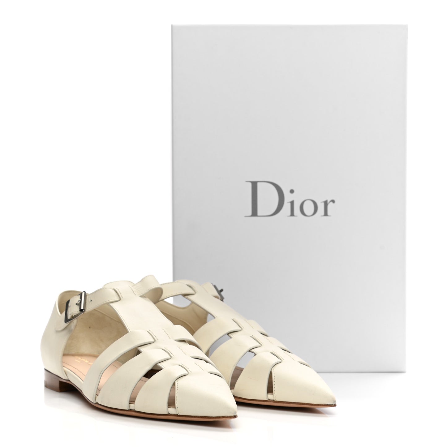 Calfskin Sauvage Ballerina Flat 38 Ivory
