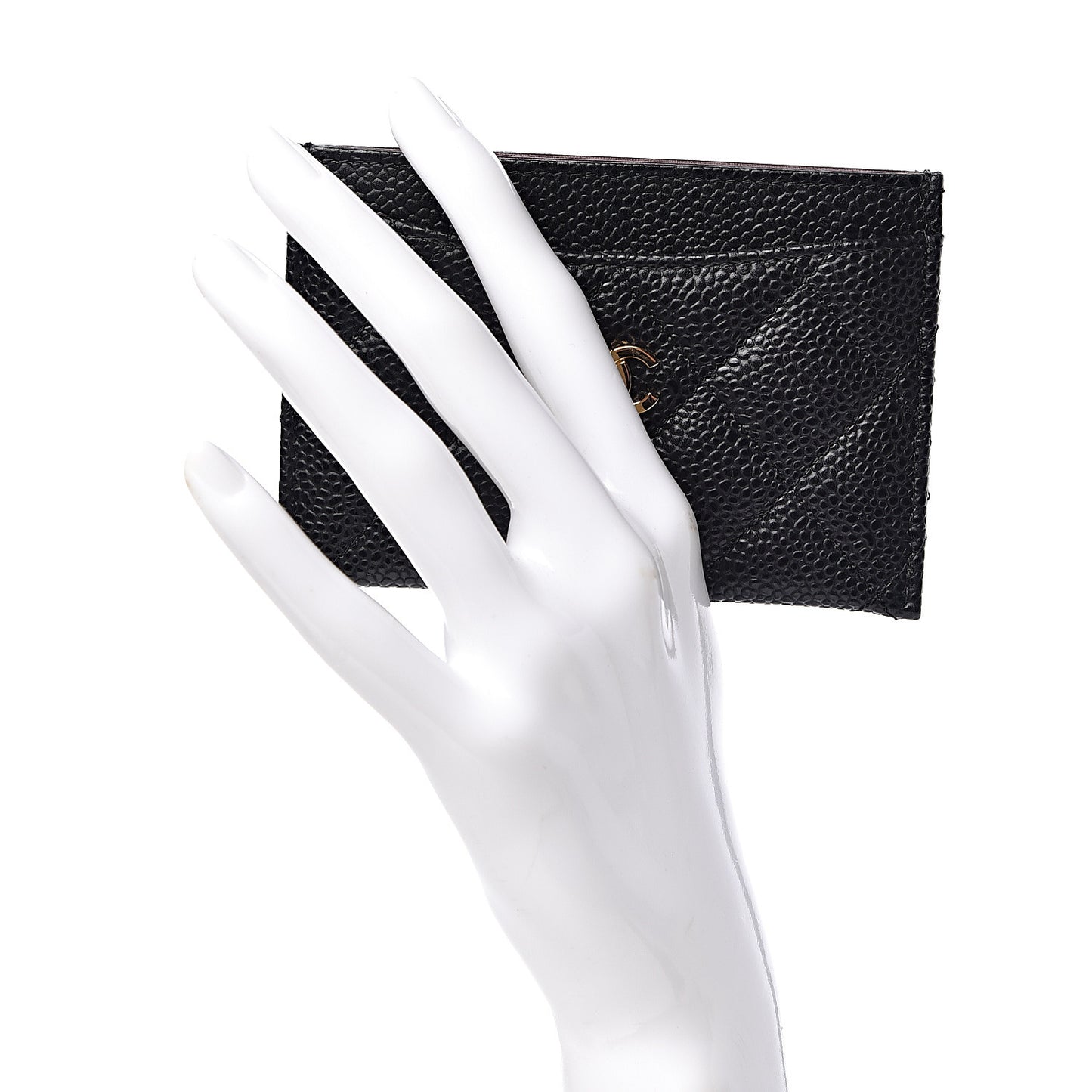 Caviar Quilted Card Holder Black