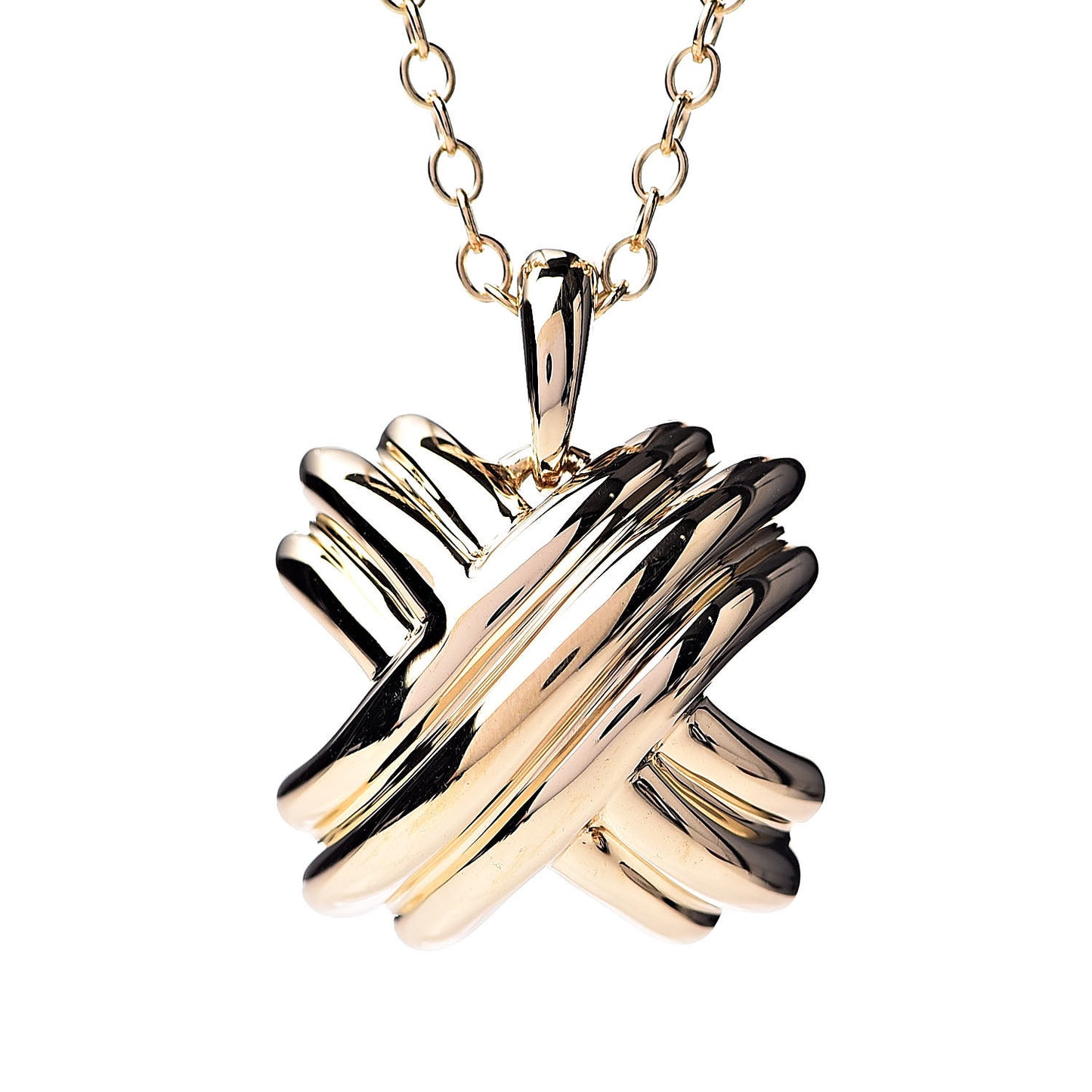 18K Yellow Gold Signature X Pendant Necklace