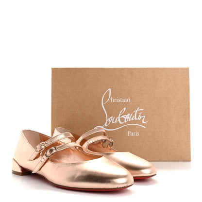 Christian Louboutin Calf Laminato Satin Sweet Jane Flats 39 Leche 12 of 12