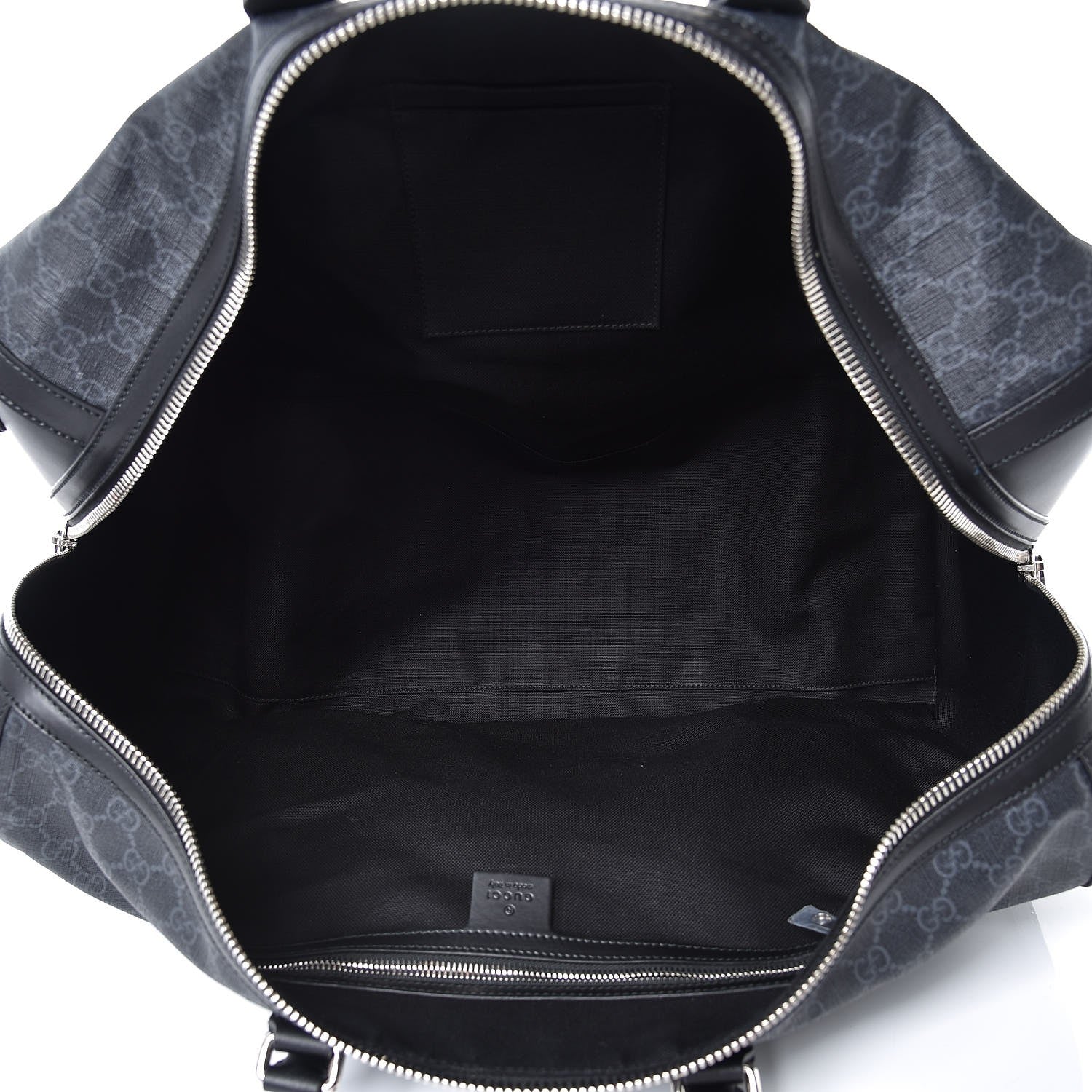 Gucci Soft GG Supreme Monogram Appia Calfskin Web Large Carry On Duffle Bag Black Grey 5 of 7