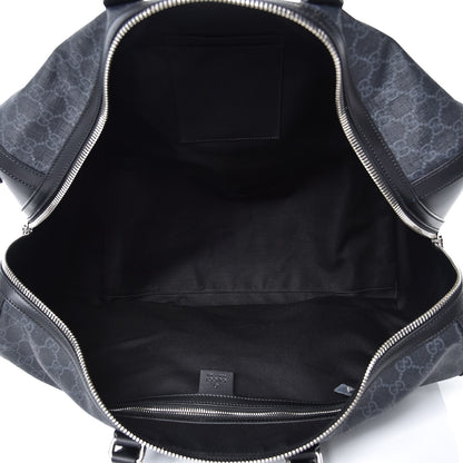 Gucci Soft GG Supreme Monogram Appia Calfskin Web Large Carry On Duffle Bag Black Grey 5 of 7