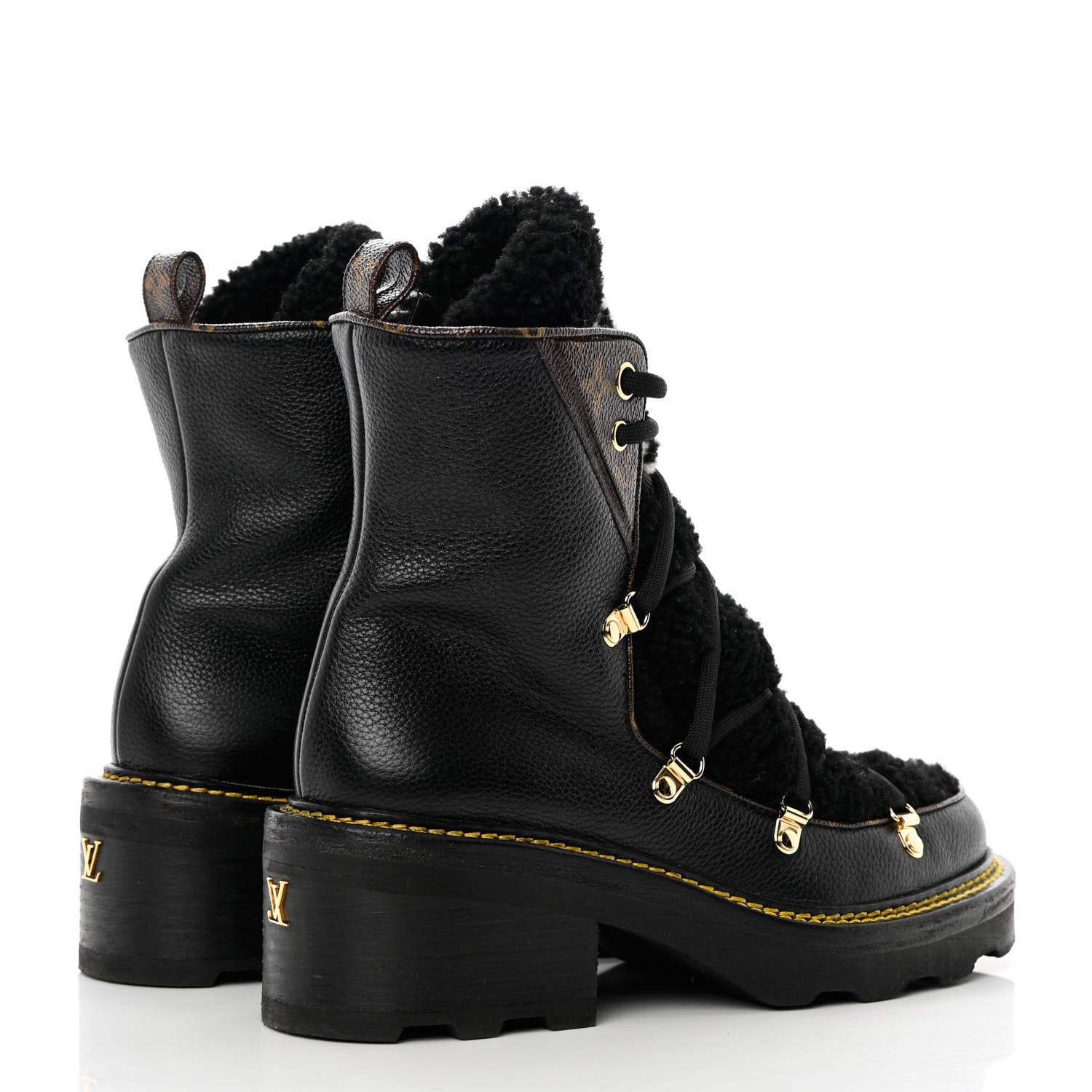 Louis Vuitton Grained Calfskin Shearling LV Beaubourg Ankle Boots 39 Black 8 of 16