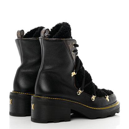 Louis Vuitton Grained Calfskin Shearling LV Beaubourg Ankle Boots 39 Black 8 of 16