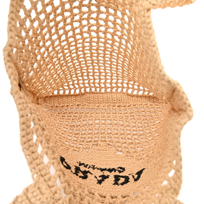 Prada Yarn Raffia Effect Crochet Logo Embroidered Tote Bag Naturale 5 of 9