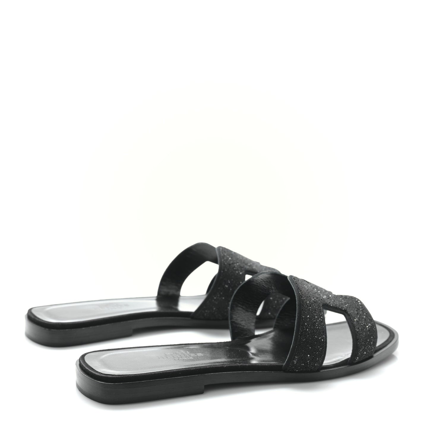 Suede Goatskin Crystal Oran Sandals 37 Black