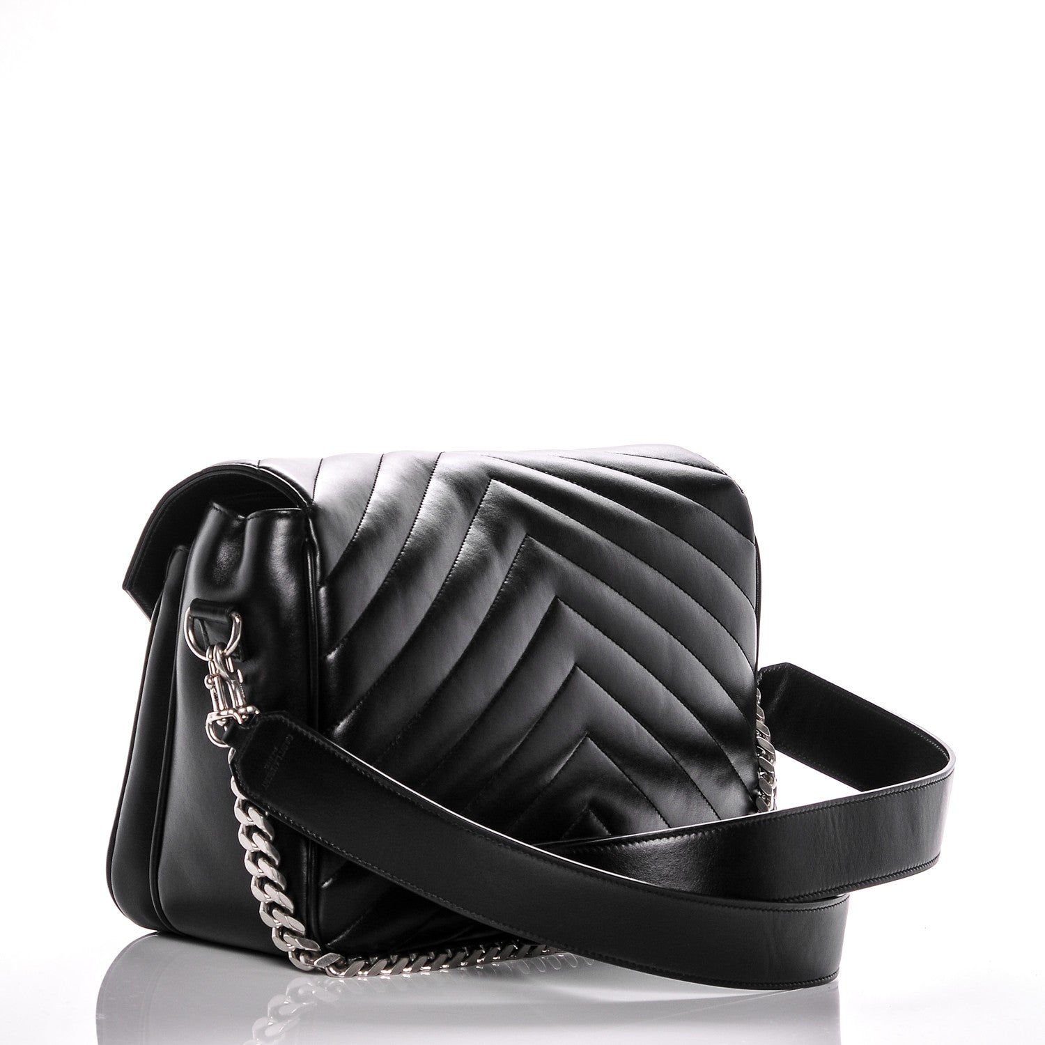 Saint Laurent Calfskin Y Quilted Monogram Loulou Shoulder Bag Black 3 of 8