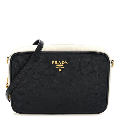 Prada Saffiano Mini Camera Crossbody Bag Black Talco 1 of 9