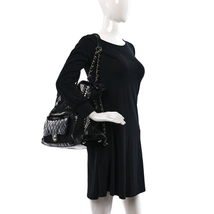 Chanel Patent Net Large La Madrague Tote Black 2 of 16