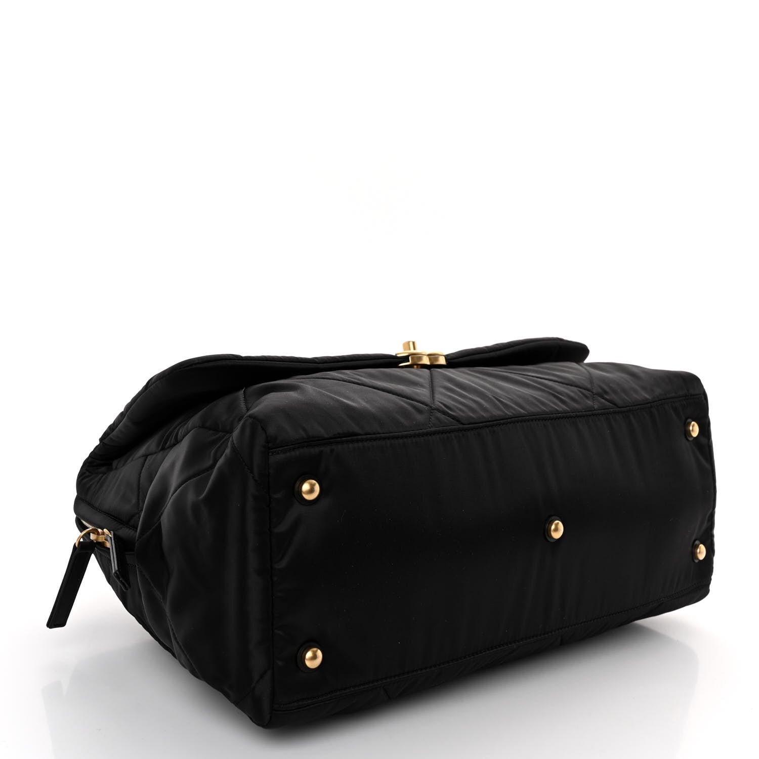 Chanel Satin Quilted Large Bowling Bag Flap Black 5 of 10