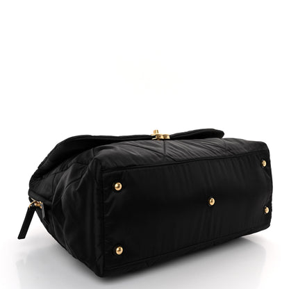 Chanel Satin Quilted Large Bowling Bag Flap Black 5 of 10