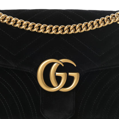 Gucci Velvet Matelasse Small GG Marmont Shoulder Bag Black 8 of 11