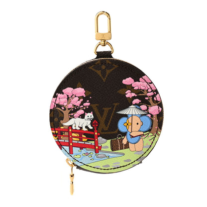 Louis Vuitton Monogram 2021 Christmas Animation Japanese Garden Round Coin Purse Wisteria Pink 1 of 8