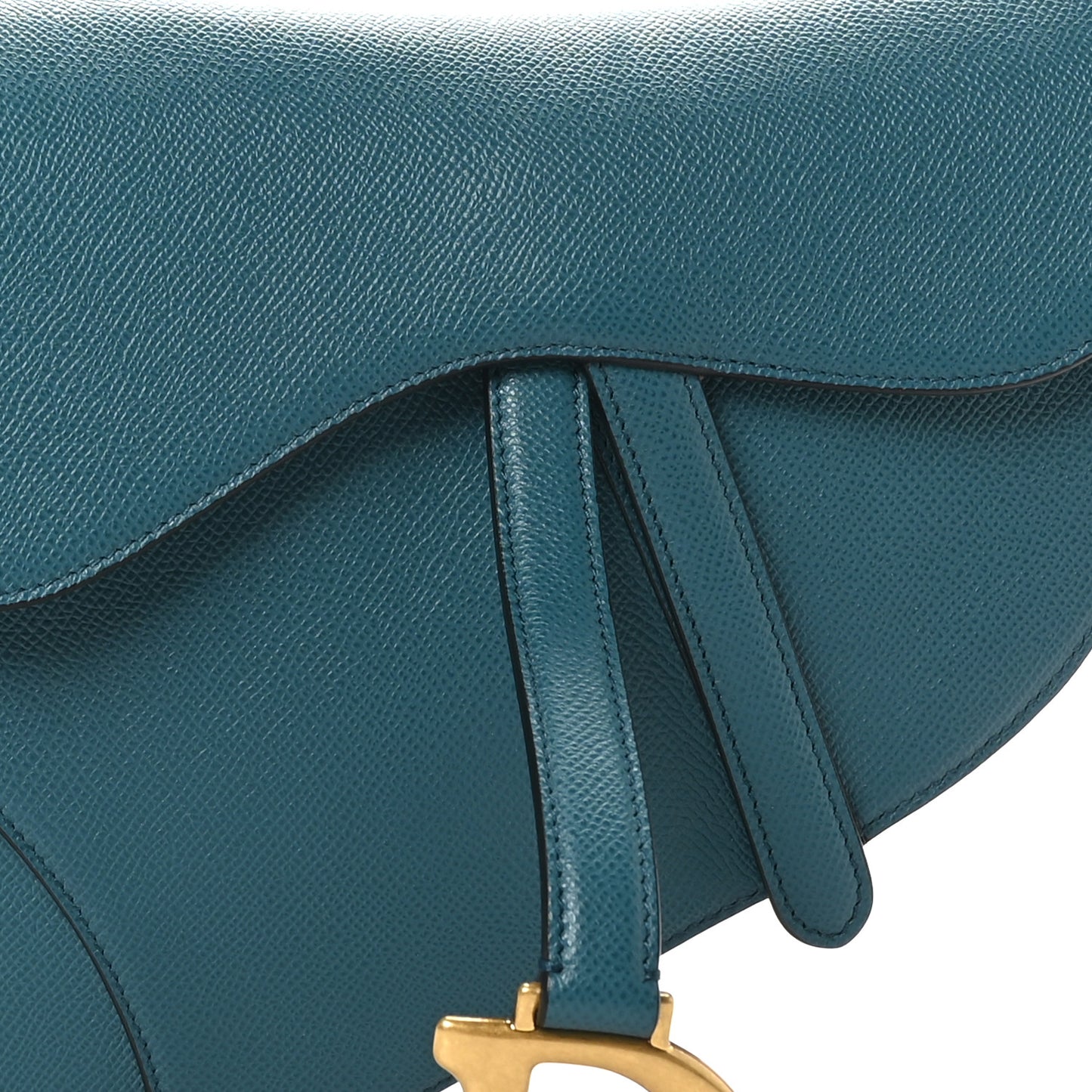 Grained Calfskin Saddle Bag Turquoise