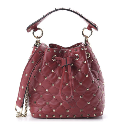 Valentino Garavani Nappa Small Rockstud Spike Bucket Bag Rosso Valentino 1 of 9
