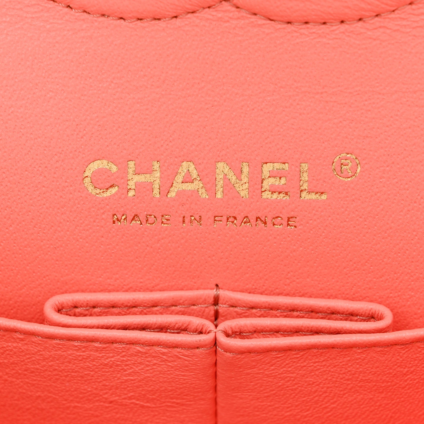 Lambskin Chevron Quilted Medium Double Flap Coral