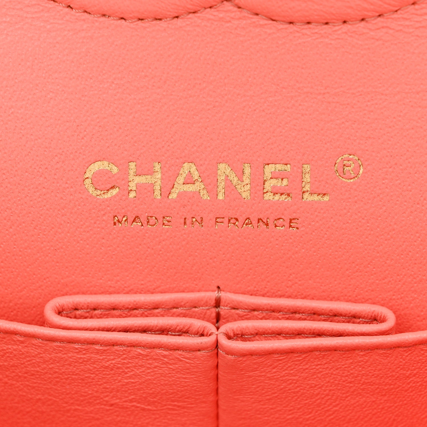 Chanel Lambskin Chevron Quilted Medium Double Flap Coral 6 of 10