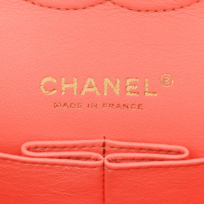 Chanel Lambskin Chevron Quilted Medium Double Flap Coral 6 of 10