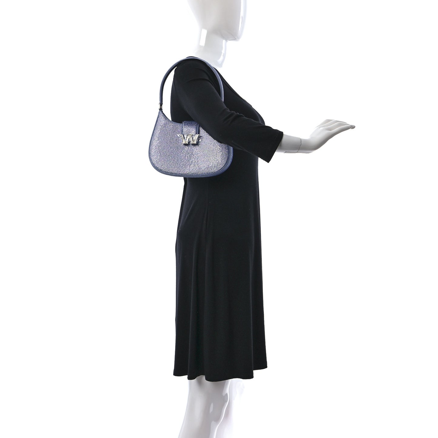 Calfskin Satin Crystal Embellished Small Legacy Glitter Hobo Oxford