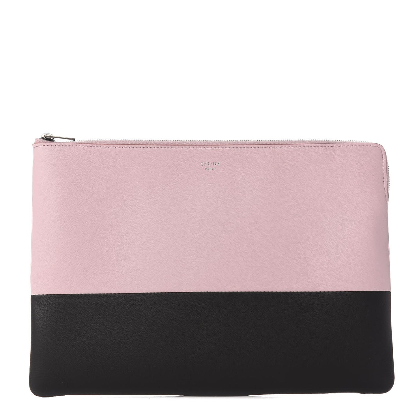 Lambskin Bi-Color Solo Clutch Pouch Pale Pink Espresso