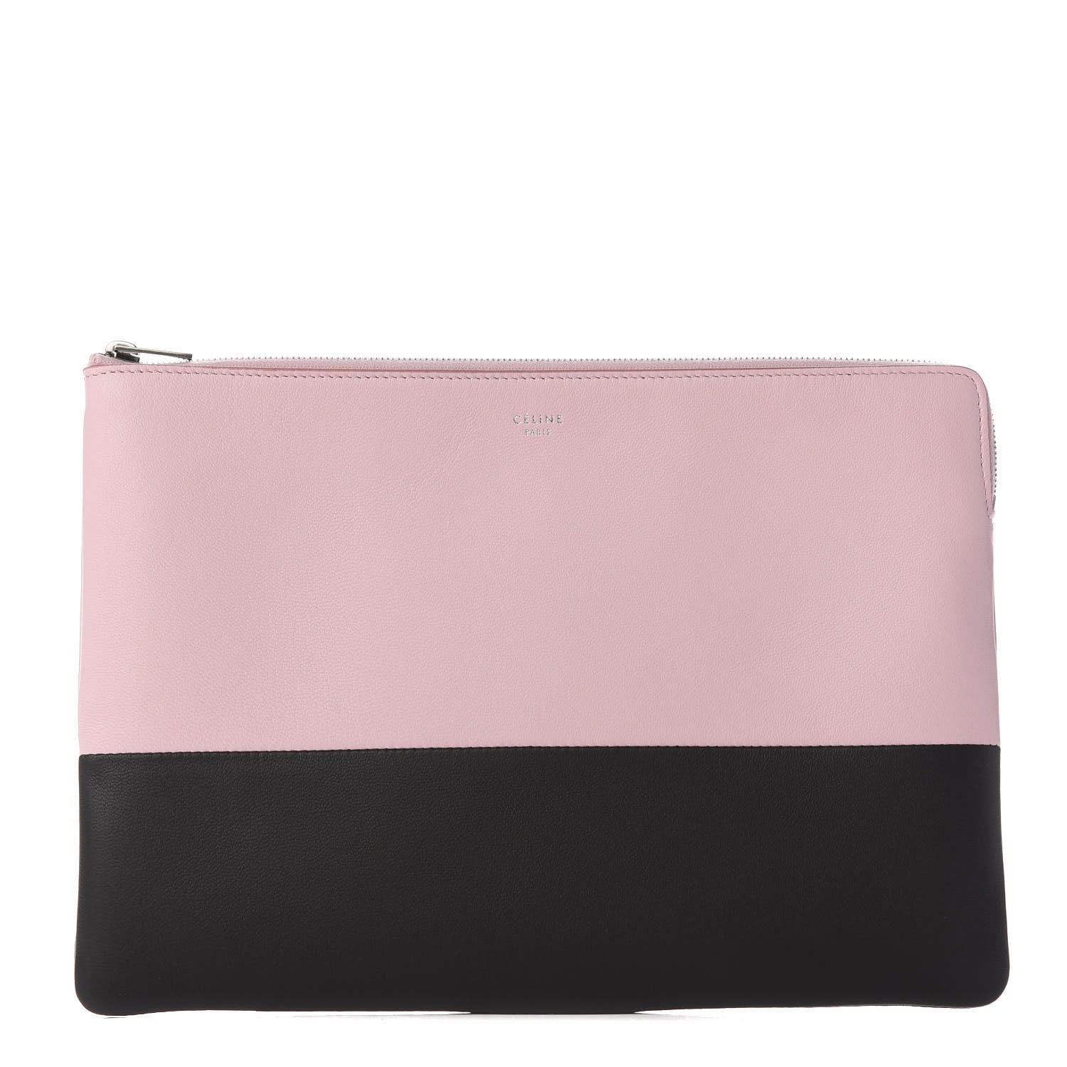 Celine Lambskin Bi-Color Solo Clutch Pouch Pale Pink Espresso 2 of 18