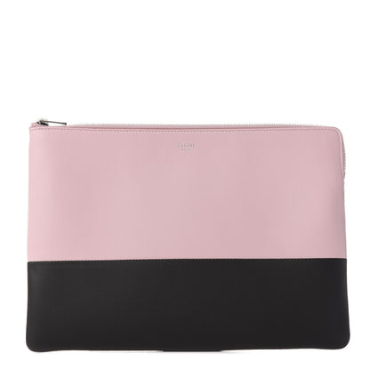 Celine Lambskin Bi-Color Solo Clutch Pouch Pale Pink Espresso 2 of 18