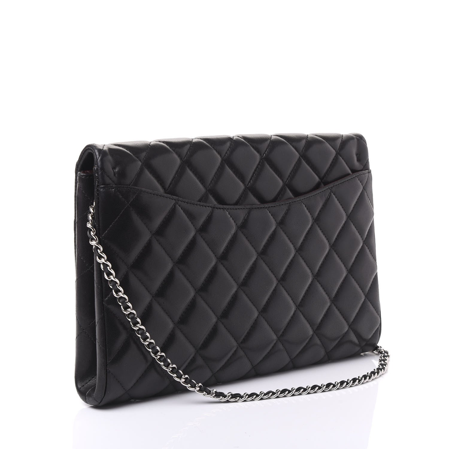 Chanel Lambskin Quilted Clutch With Chain Flap Black 2 of 10