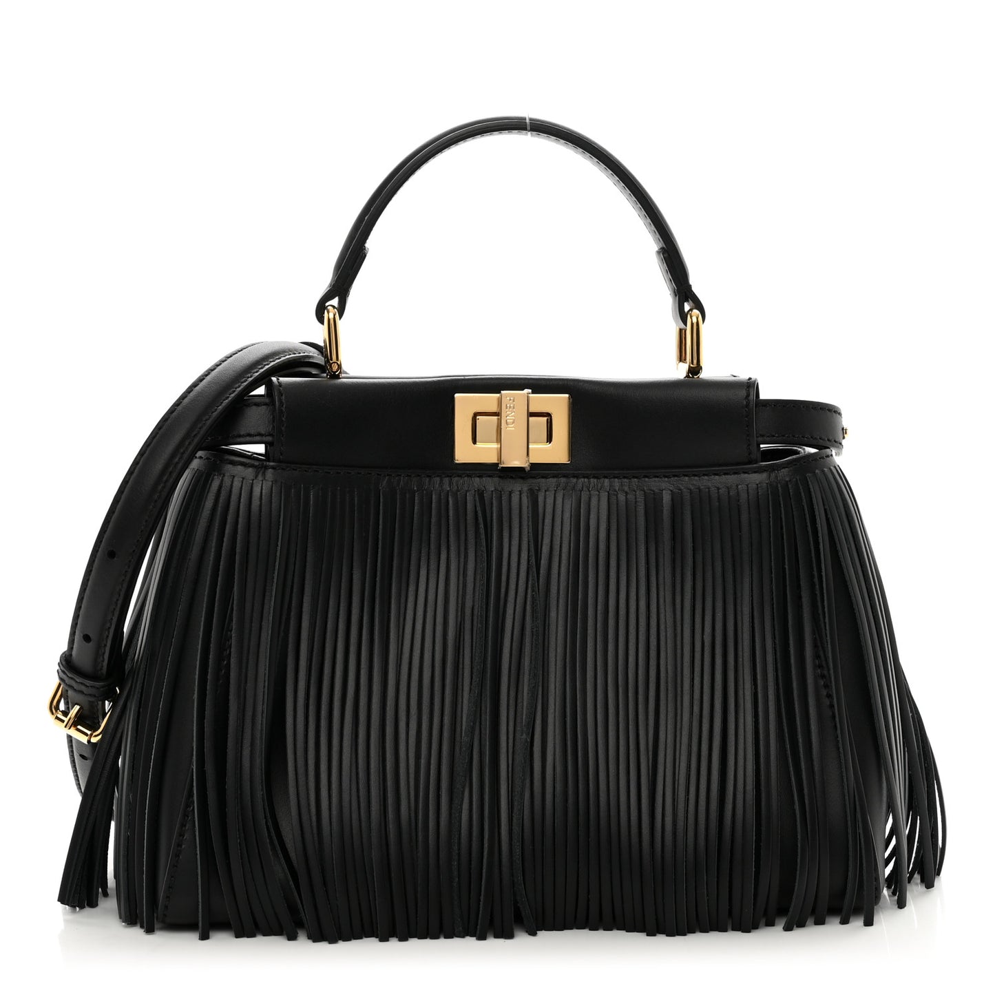 Nappa Fringe Mini Peekaboo Black