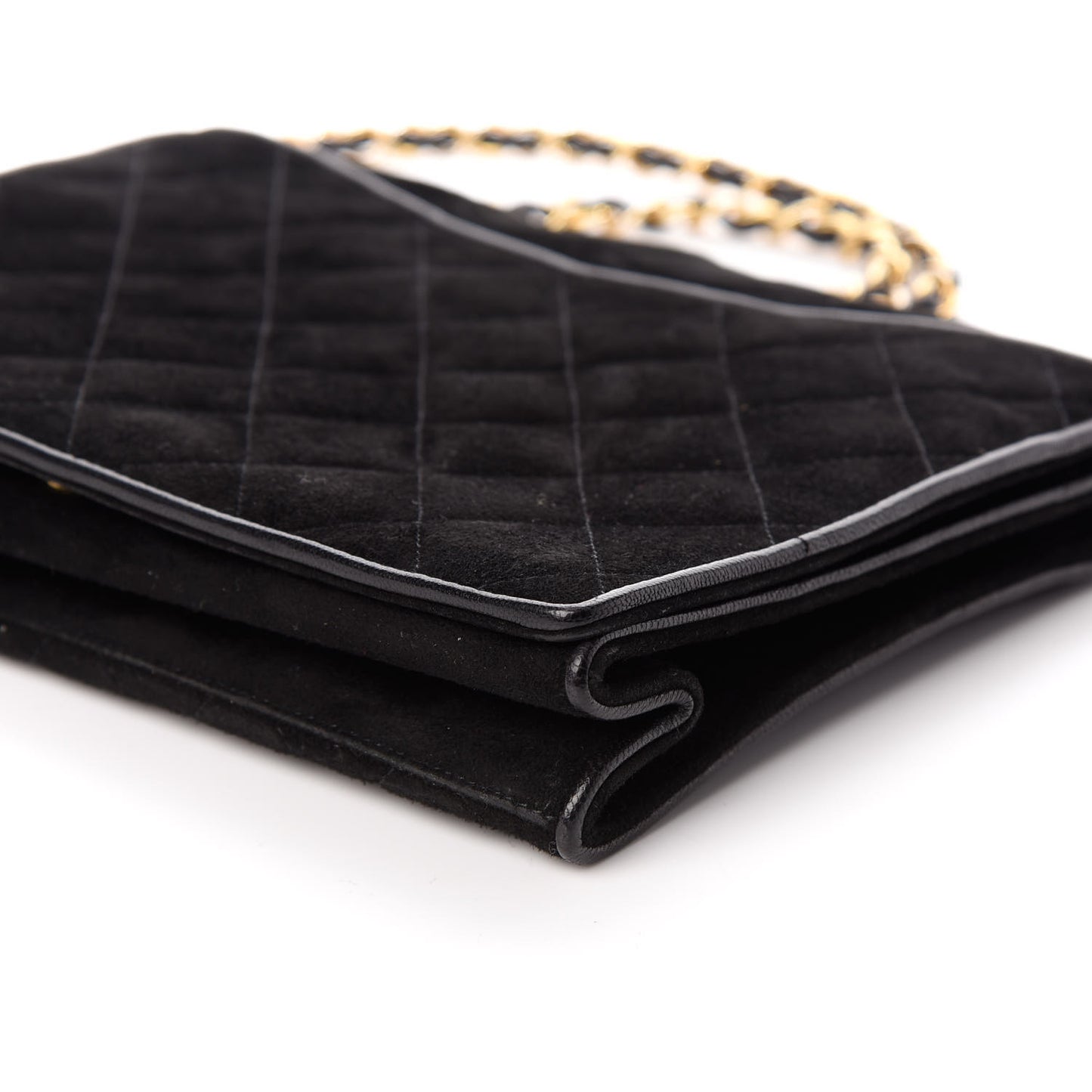 Suede Quilted CC Small Single Flap Black