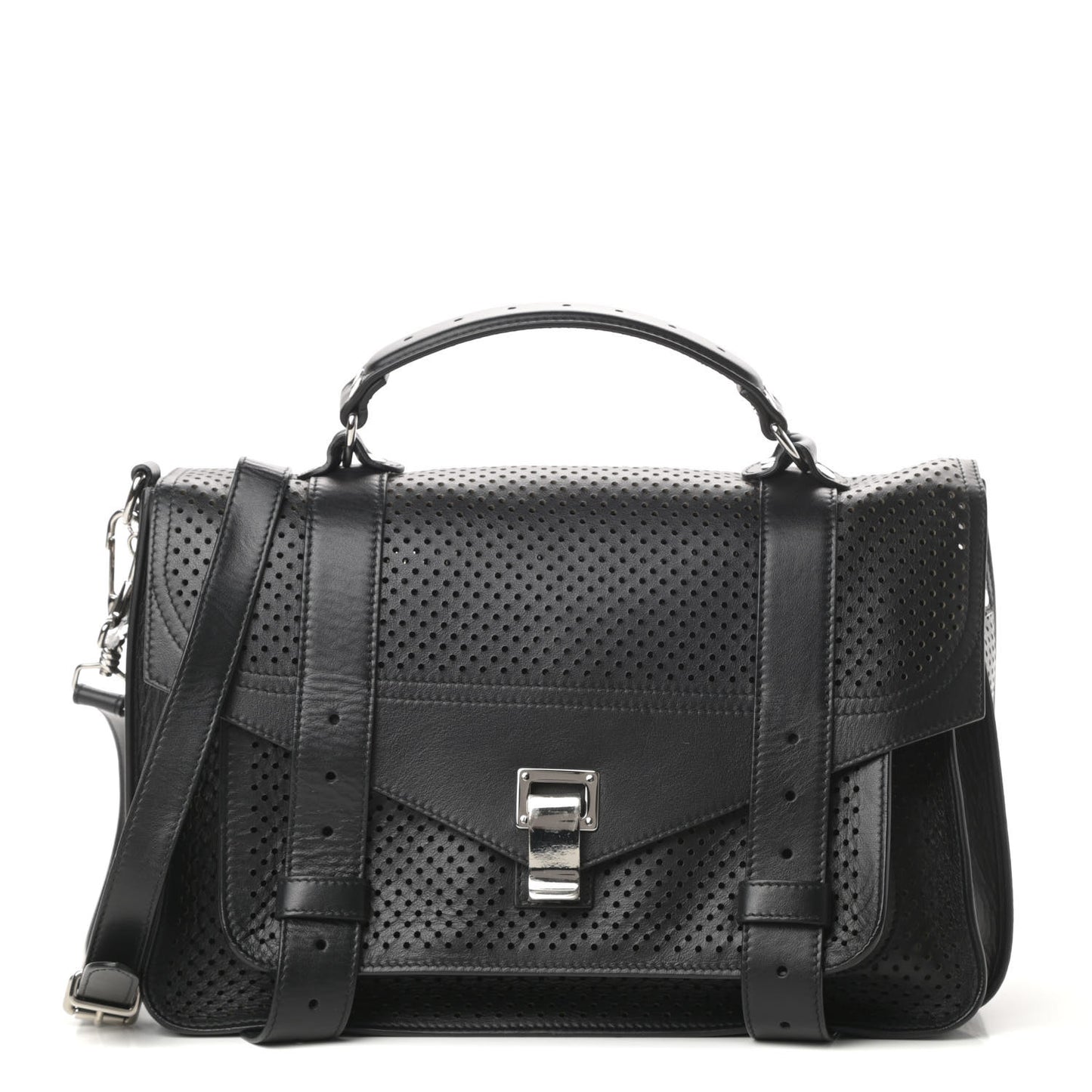 Lambskin Perforated Medium PS1 Satchel Black