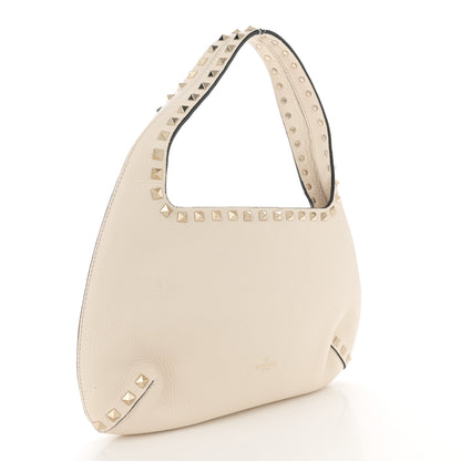 Valentino Garavani Pebbled Calfskin Small Rockstud Flip Lock Hobo White 3 of 9