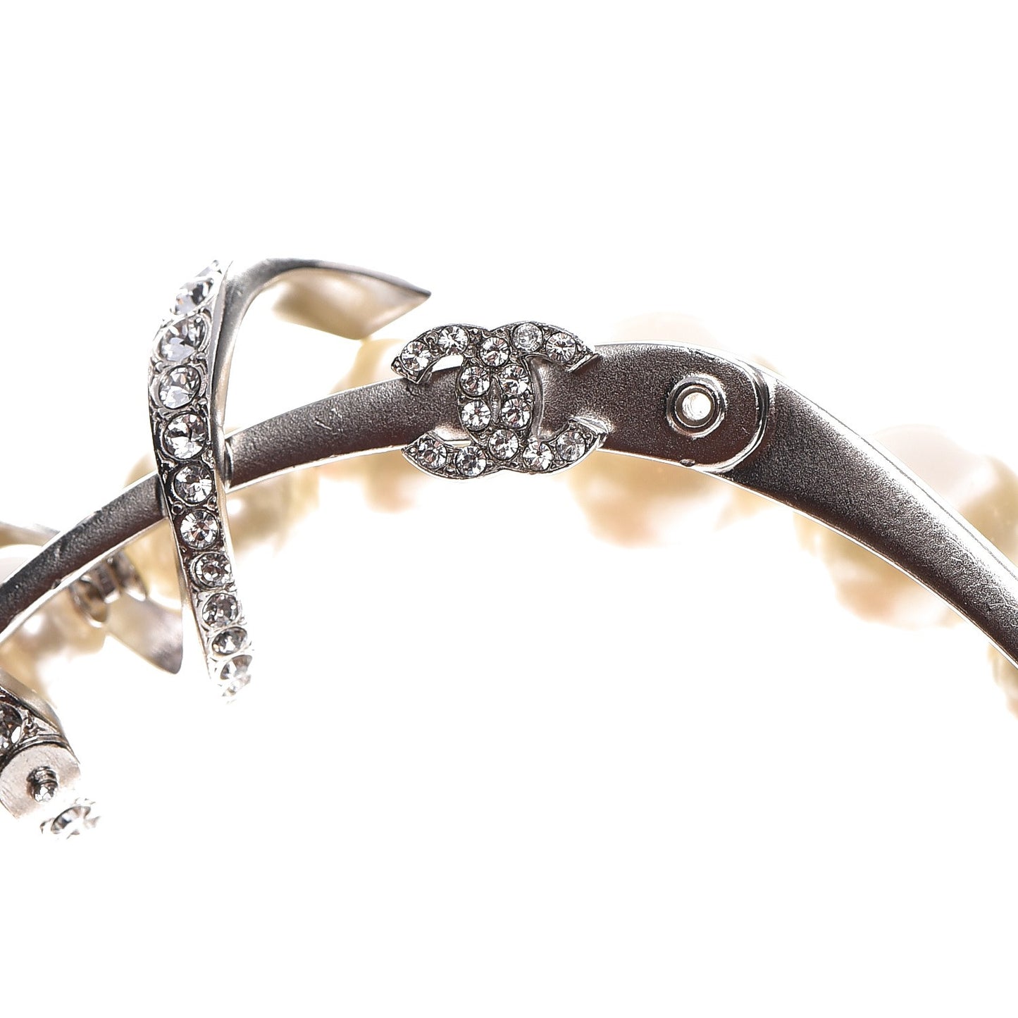 Pearl Crystal CC Bracelet Silver