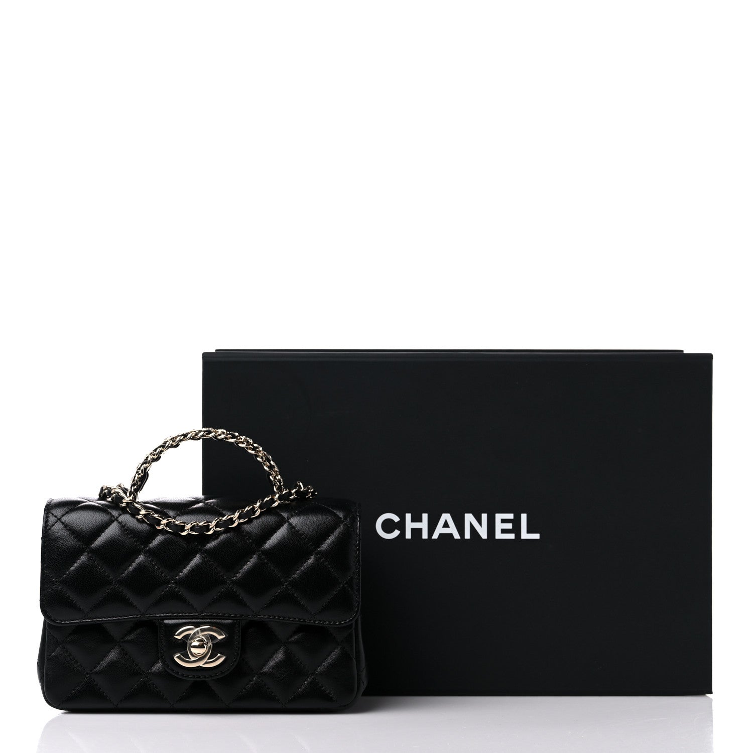 Chanel Lambskin Quilted Mini Crystal Top Handle Rectangular Flap Black 12 of 12