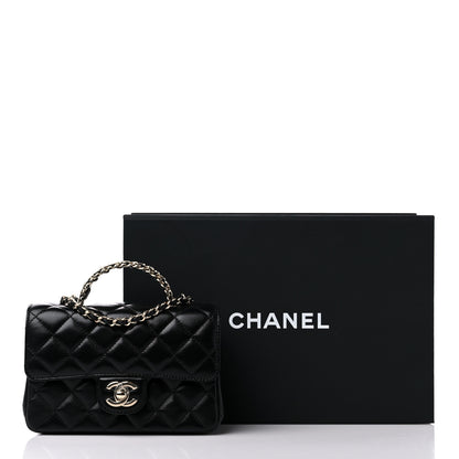 Chanel Lambskin Quilted Mini Crystal Top Handle Rectangular Flap Black 12 of 12