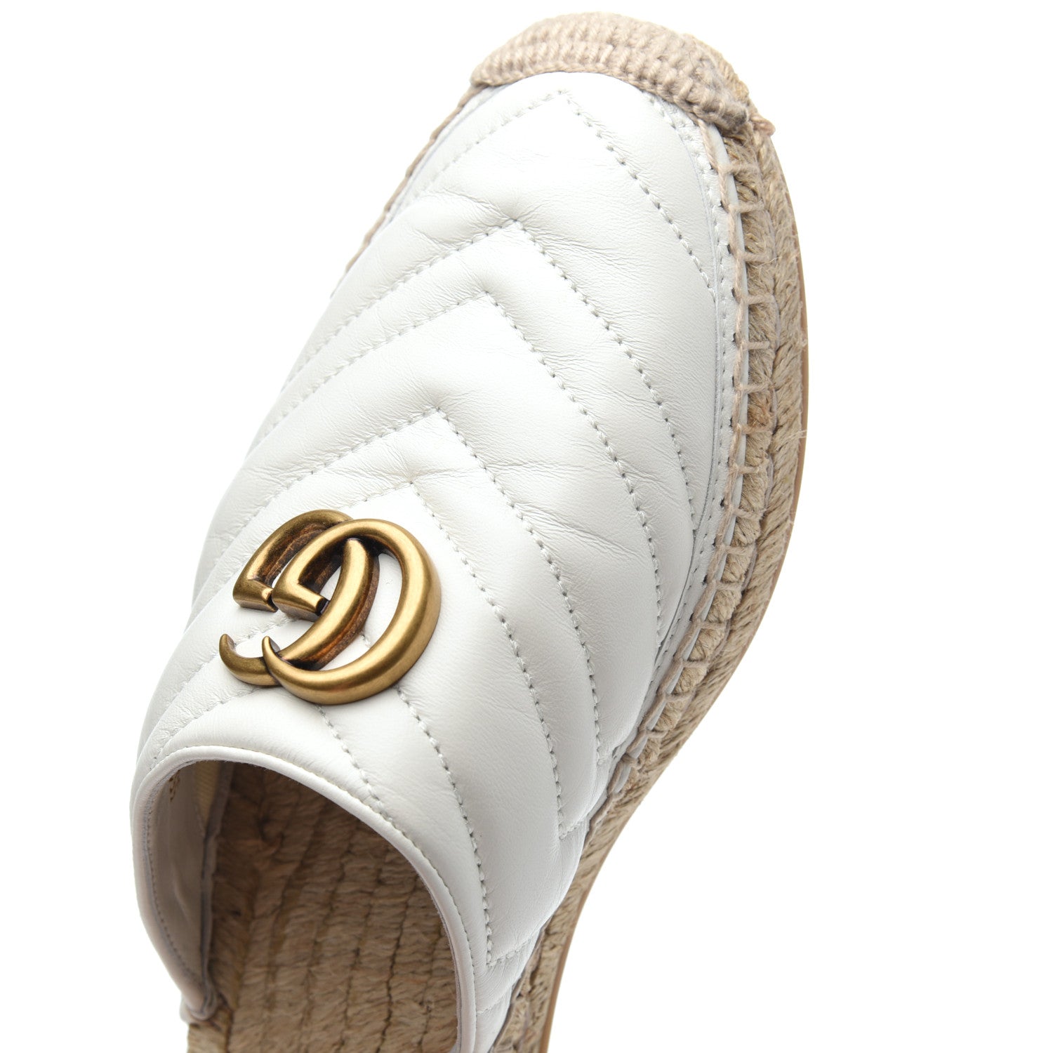 Gucci Nappa Matelasse GG Marmont Espadrille Slippers 39 Great White 11 of 19