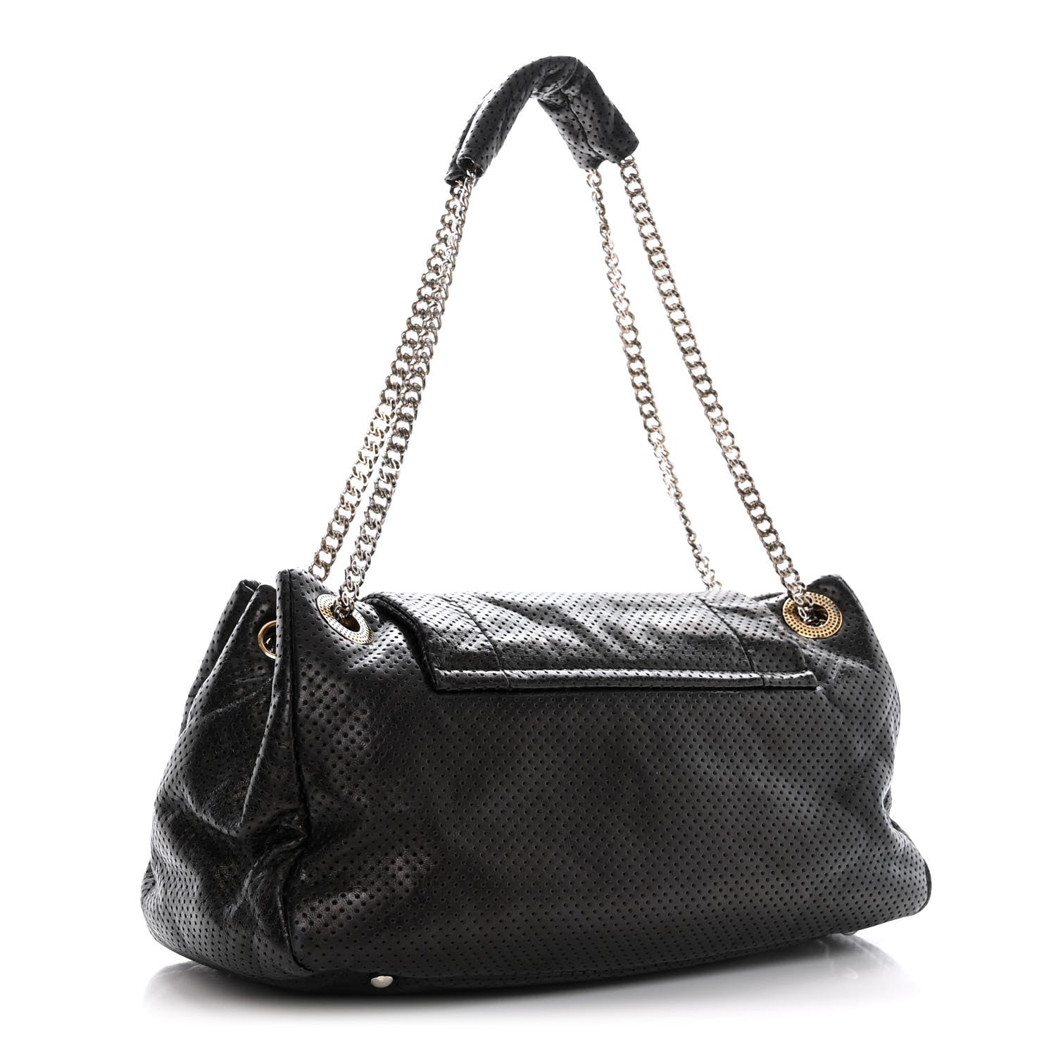 Chanel Calfskin Perforated Large Drill Accordion Flap Black 3 of 14