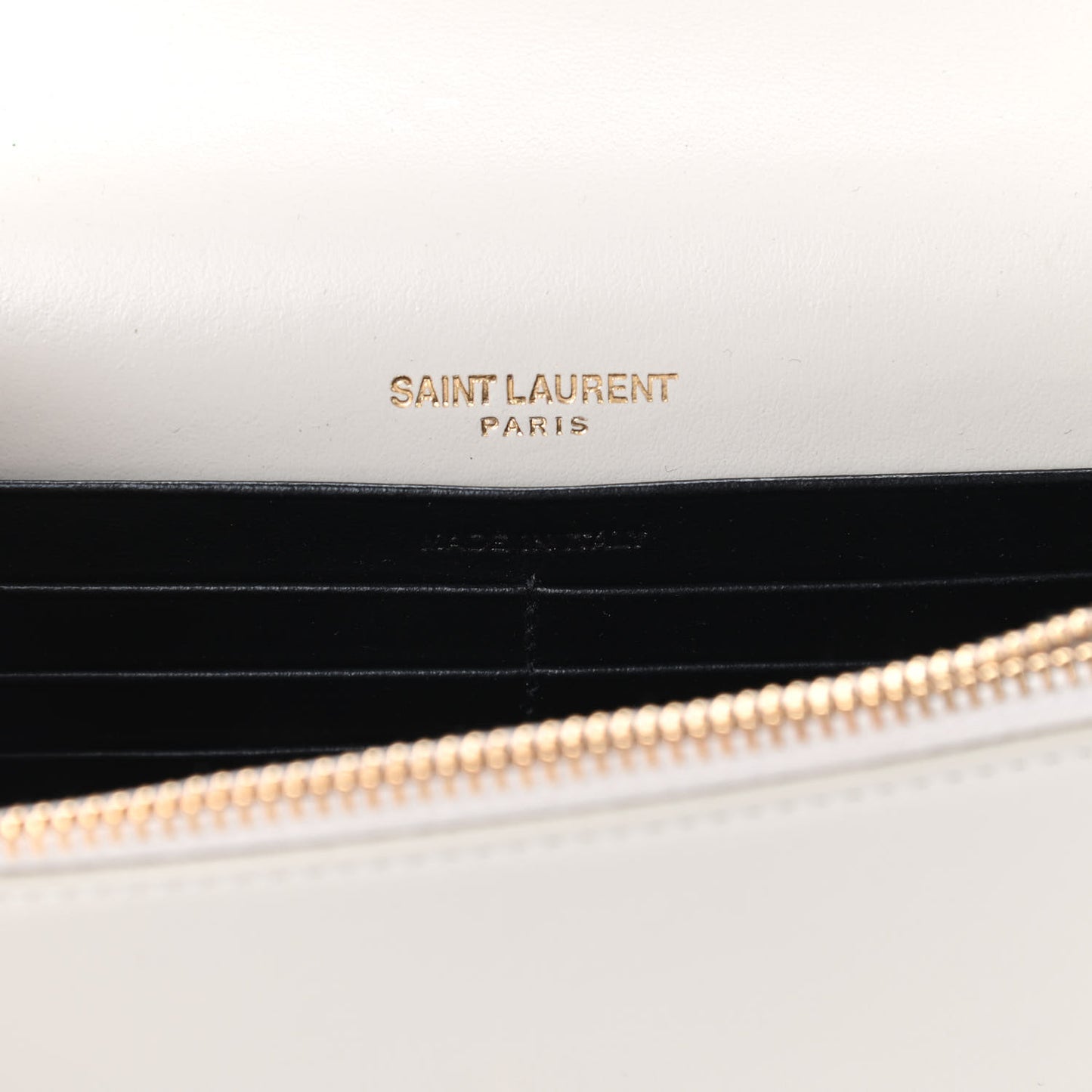 Calfskin Star Print Monogram Kate Tassel Chain Wallet White Gold