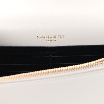 Saint Laurent Calfskin Star Print Monogram Kate Tassel Chain Wallet White Gold 6 of 9