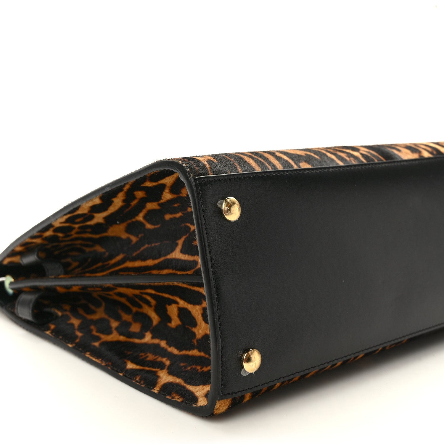 Burberry Calf Hair Leopard Print Medium Title Bag Black 7 of 8