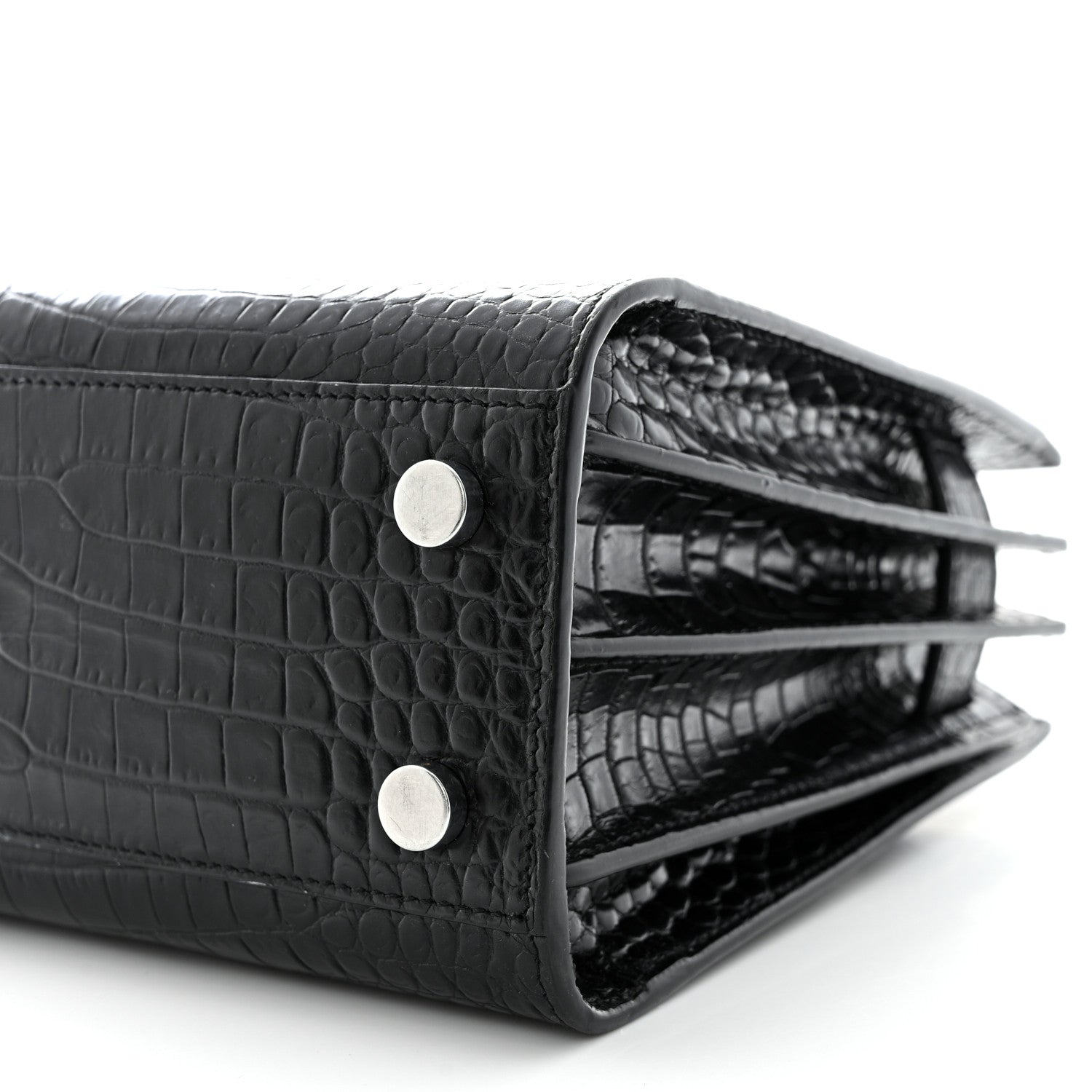 Saint Laurent Calfskin Crocodile Embossed Nano Sac De Jour Black 10 of 11