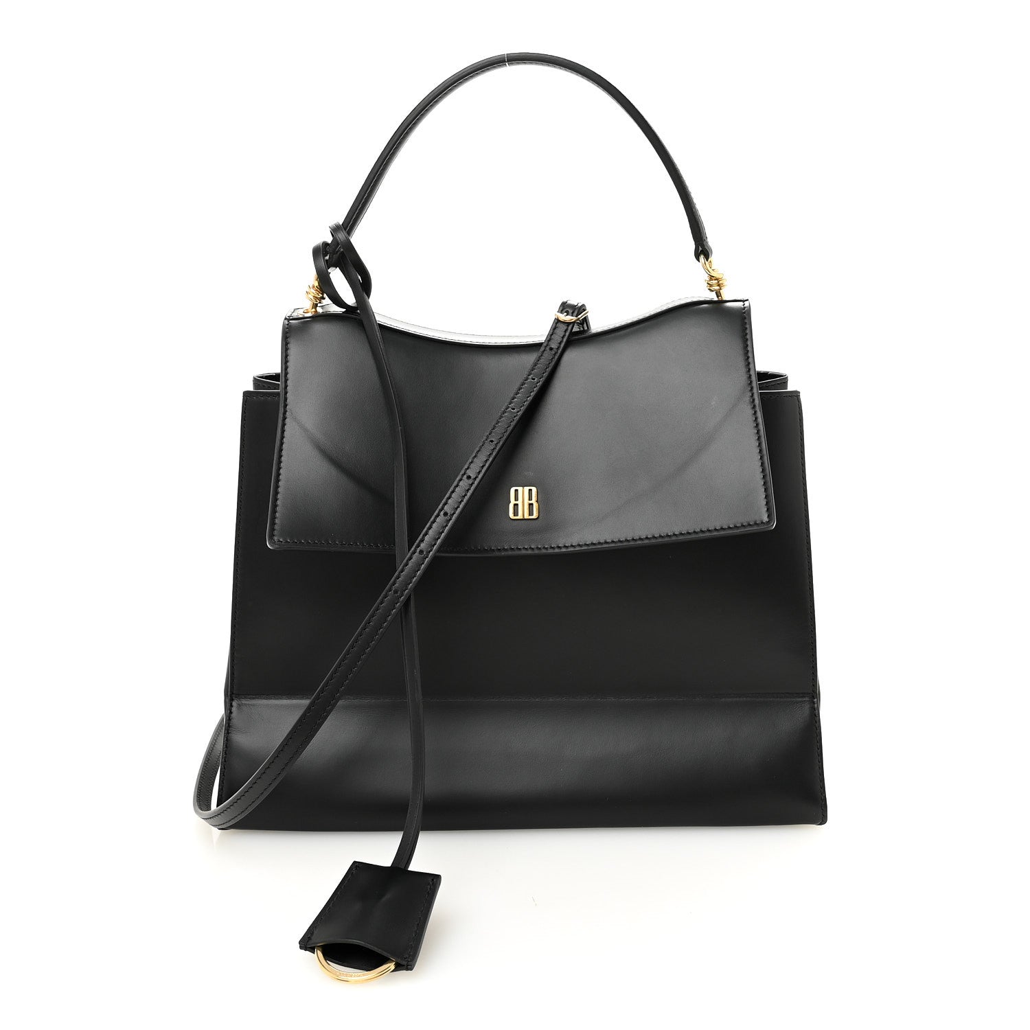 Balenciaga Natural Smooth Calfskin Medium Nano Top Handle Handbag Black 1 of 9
