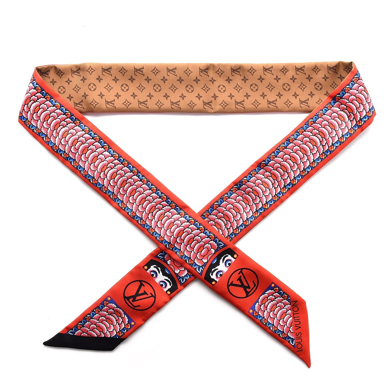 Louis Vuitton Silk Monogram Kabuki Stickers BB Bandeau Rouge 1 of 4
