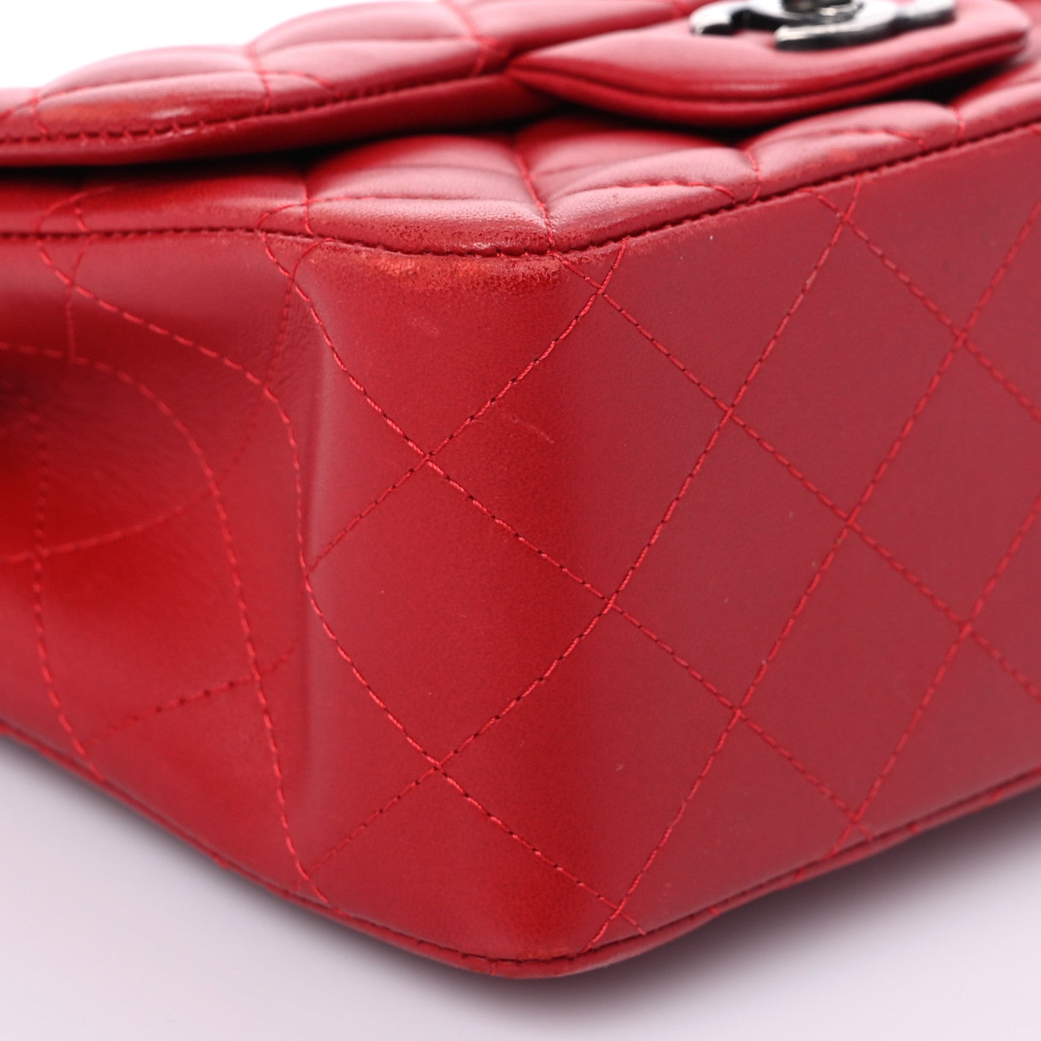 Chanel Lambskin Quilted Mini Square Flap Red 8 of 9