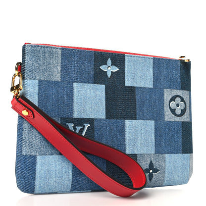 Louis Vuitton Denim Monogram Patchwork City Pouch Blue Rouge 3 of 6