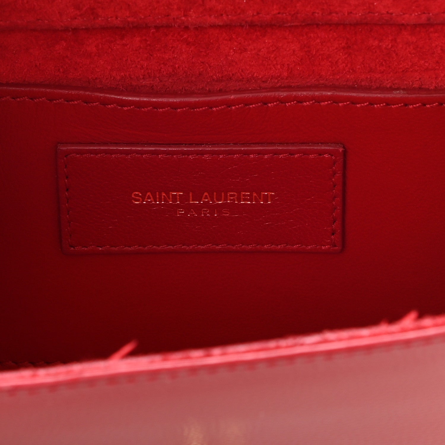 Saint Laurent Grain De Poudre Small Monogram Kate Satchel Red 7 of 8