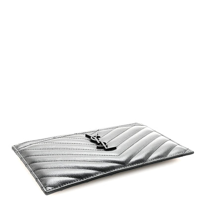 Saint Laurent Grain De Poudre Chevron Monogram Monochrome Bill Pouch Black 4 of 6