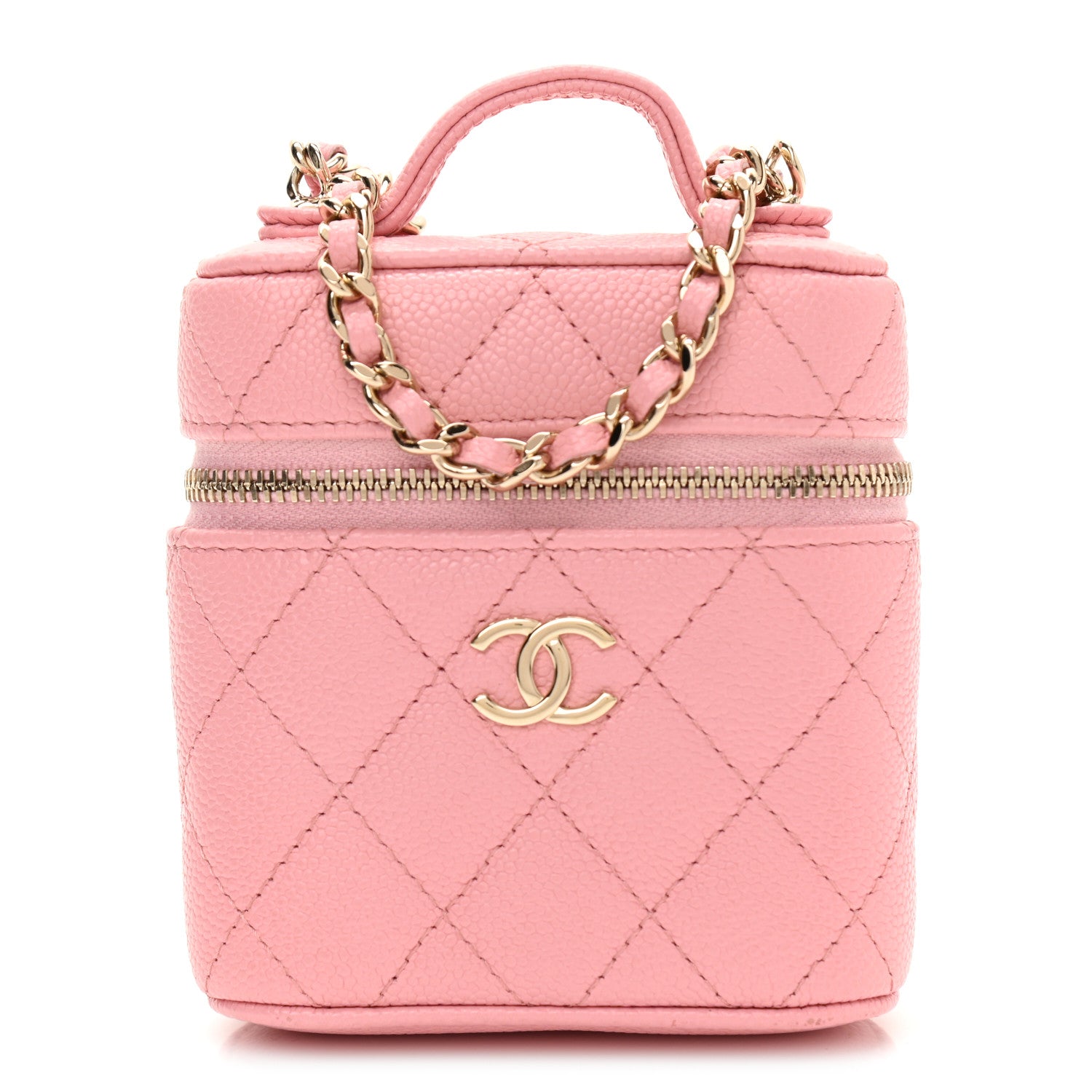 Chanel Caviar Quilted Small Handle With Care Vanity Case With Chain Pink 1 of 10